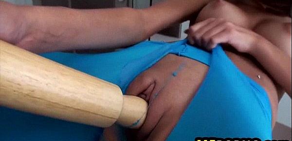  Gorgeous teen latina fucks herself with rolling pin Janice Griffith 3